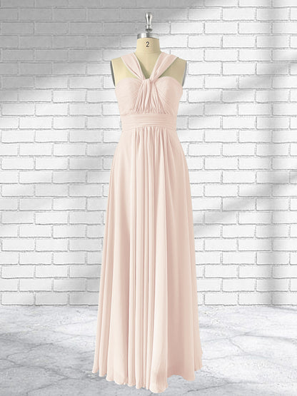 Floor Length Chiffon A Line Convertible Bridesmaid Dresses