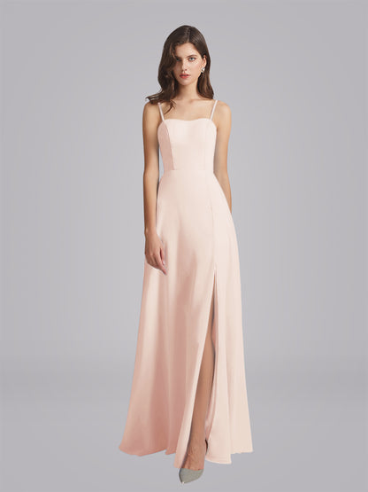 Long Chiffon Bridesmaid Dresses With Spaghetti Strap