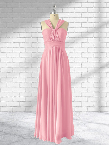 Floor Length Chiffon A Line Convertible Bridesmaid Dresses