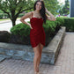 Sheath Spaghetti Straps Short Velvet Sequin Party Dress