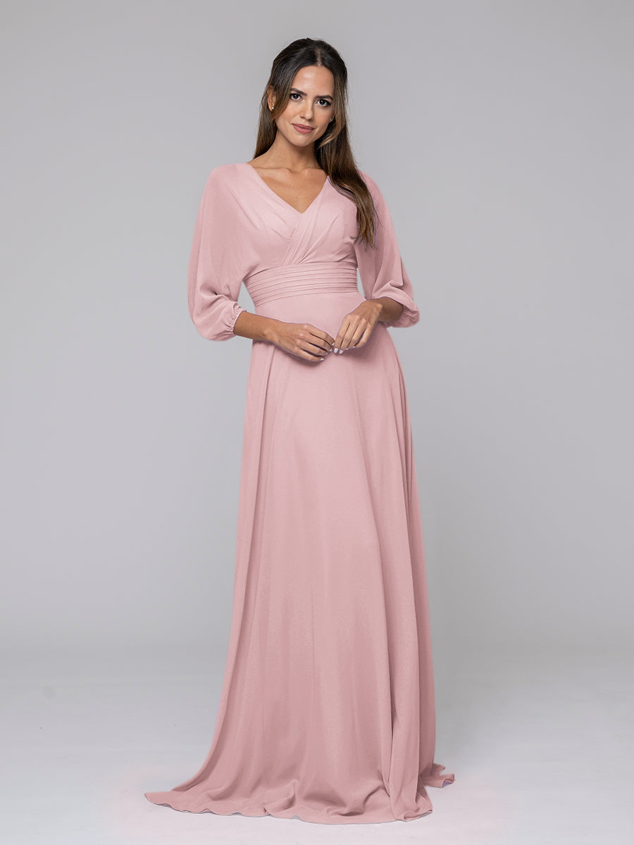 Dusty rose bridesmaid 2024 dresses long sleeve