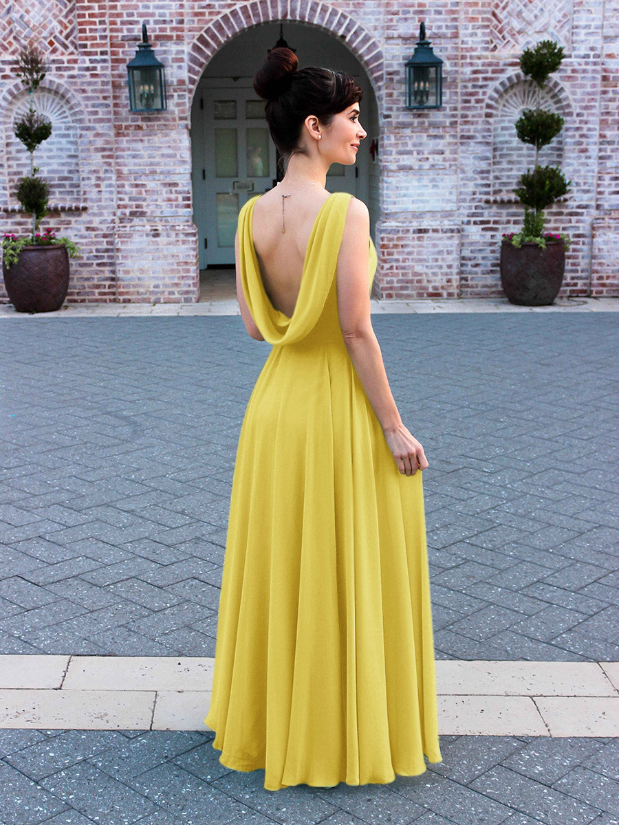 Yellow Chiffon Bridesmaid Dresses Under 50 Dollars