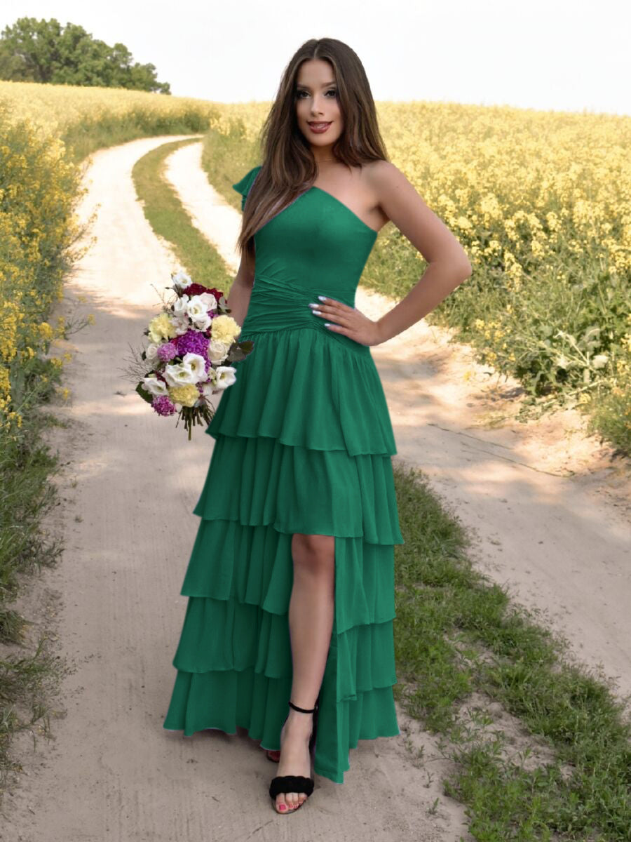 Green Strapless Chiffon Dress