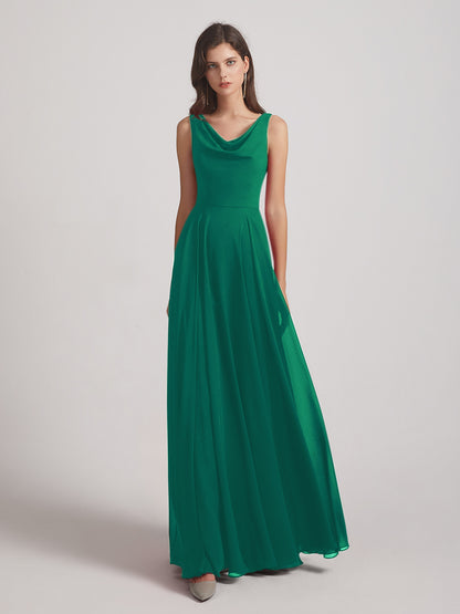 Cowl Neck Sleeveless Chiffon A Line Bridesmaid Dresses