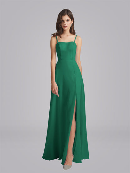 Long Chiffon Bridesmaid Dresses With Spaghetti Strap