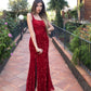 Sexy Fitted Square Sleeveless Long Floor Length Velvet Sequin Prom Dress