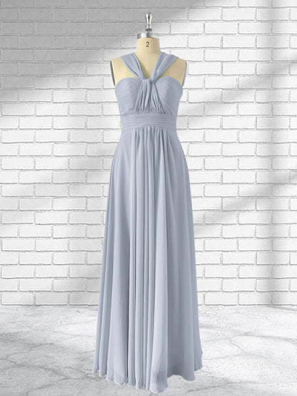 Floor Length Chiffon A Line Convertible Bridesmaid Dresses