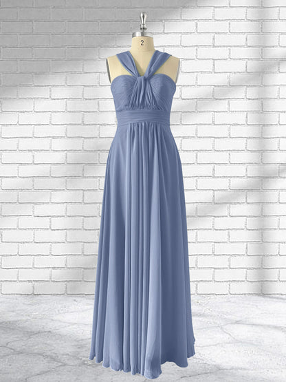 Floor Length Chiffon A Line Convertible Bridesmaid Dresses