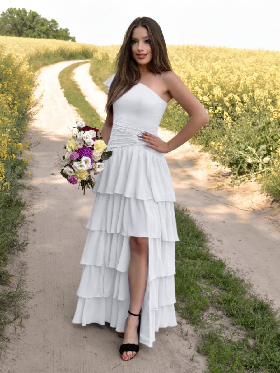 White strapless outlet bridesmaid dress