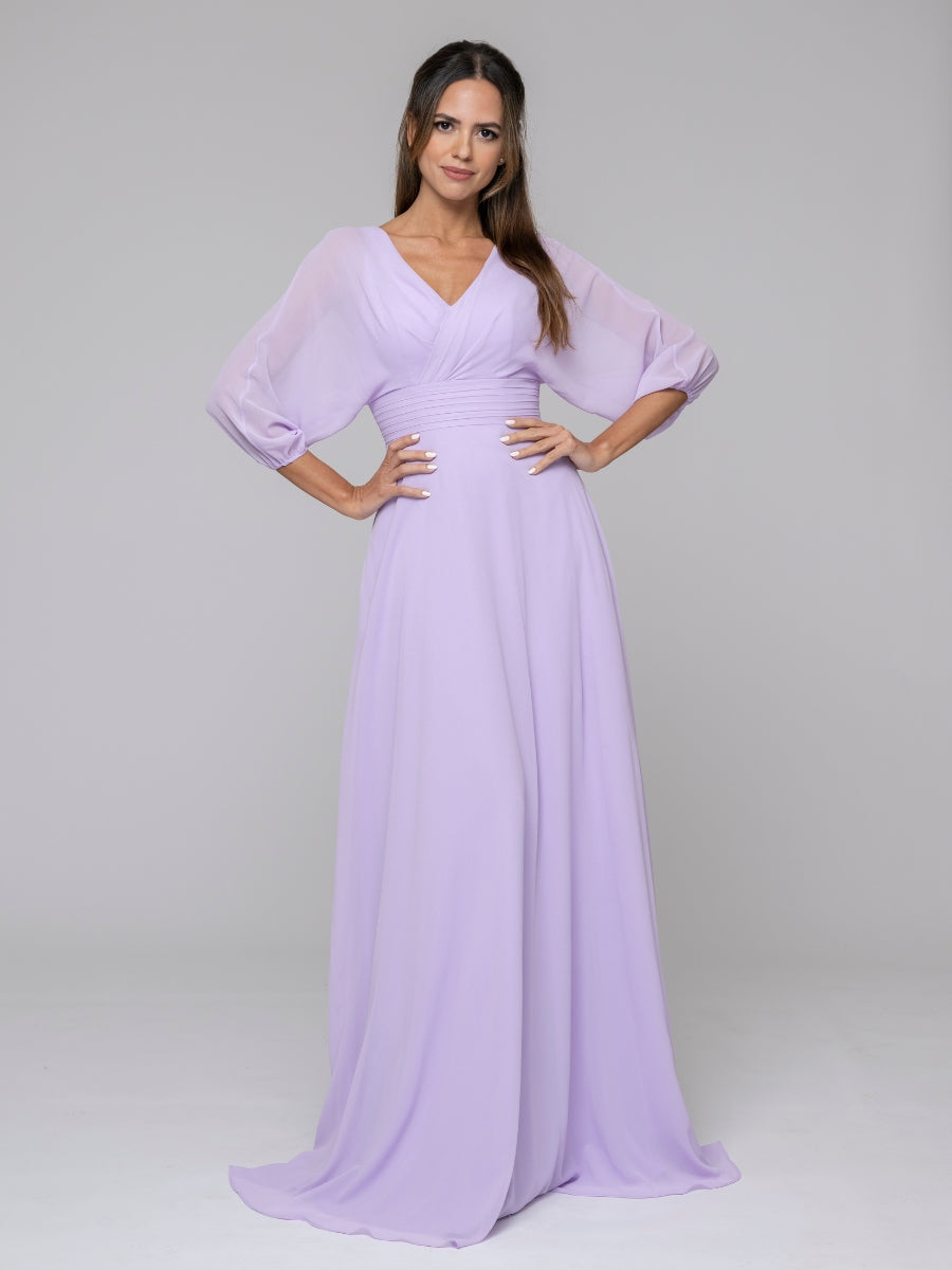 chiffon lilac long sleeved cocktail dresses