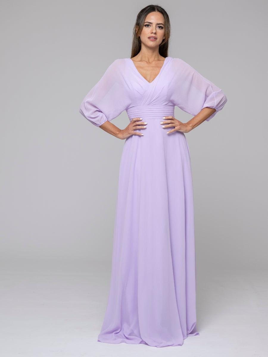 chiffon lilac long sleeved cocktail dresses