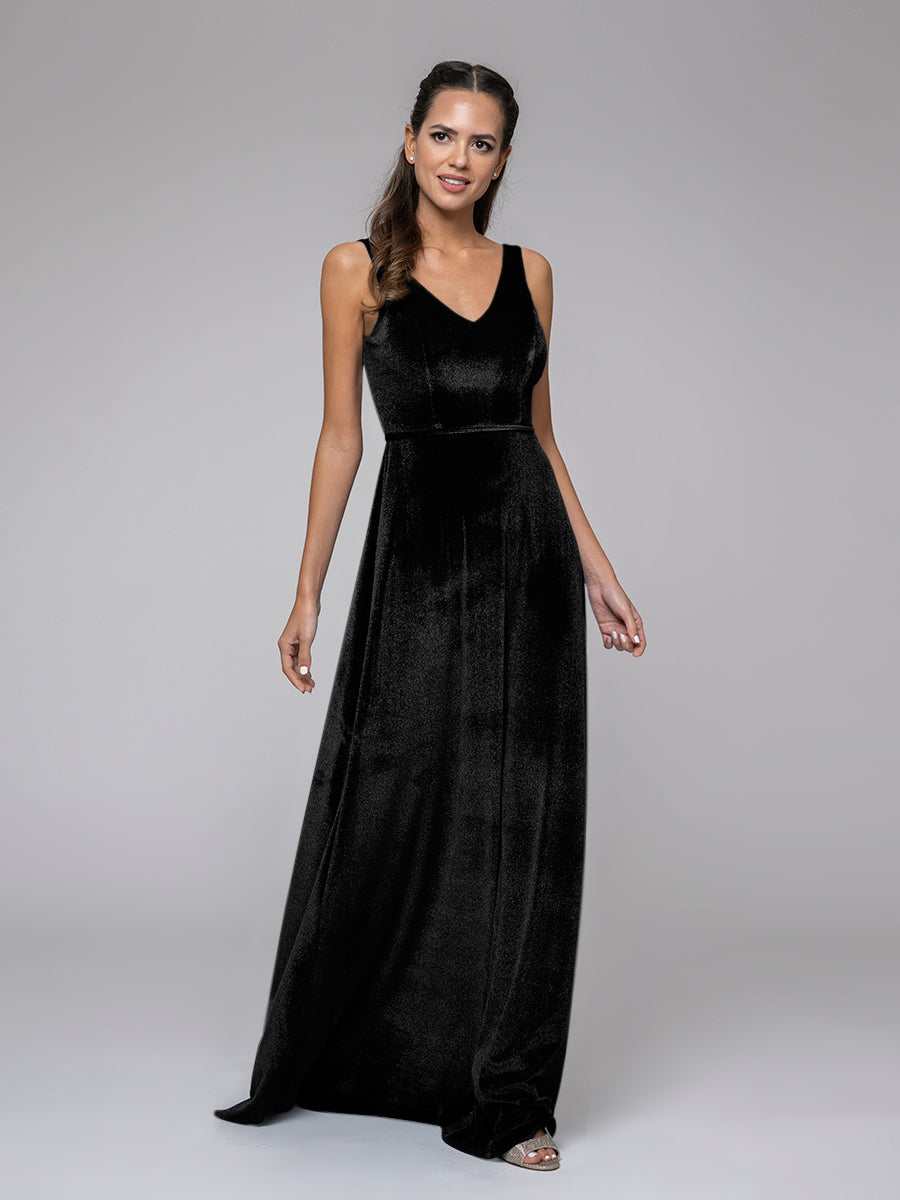 Black velour maxi dress best sale