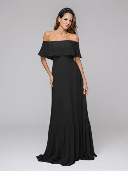 Bohemia A Line Chiffon Off The Shoulder Bridesmaid Dresses