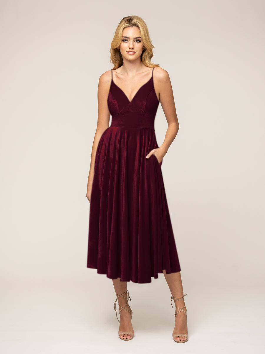 Tea Length Velvet Dress