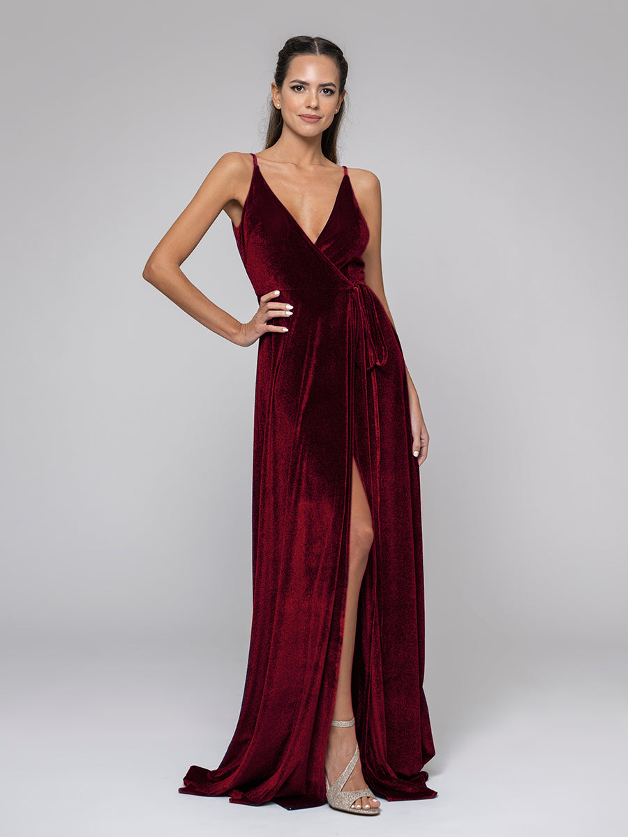 Velvet slit outlet dress