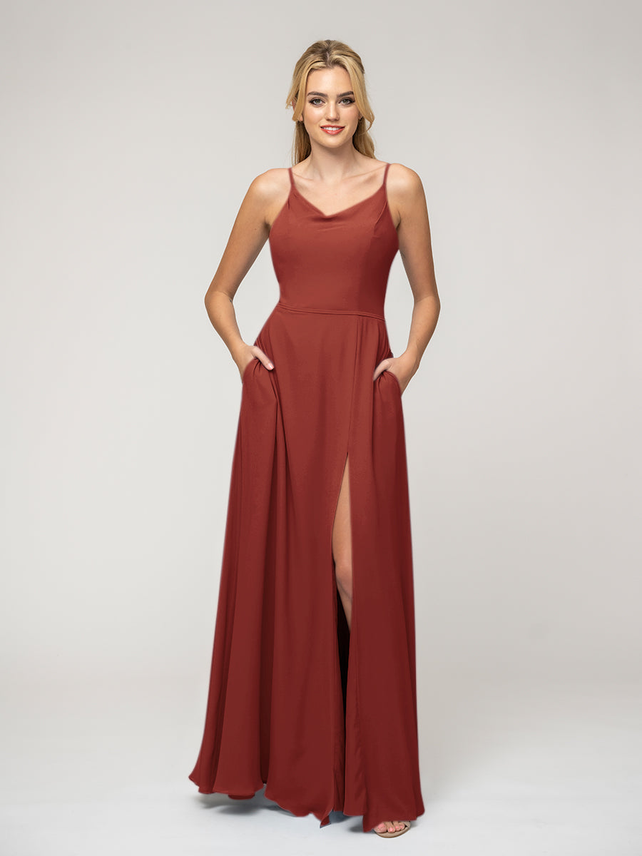 Cowl Neck Chiffon Dress