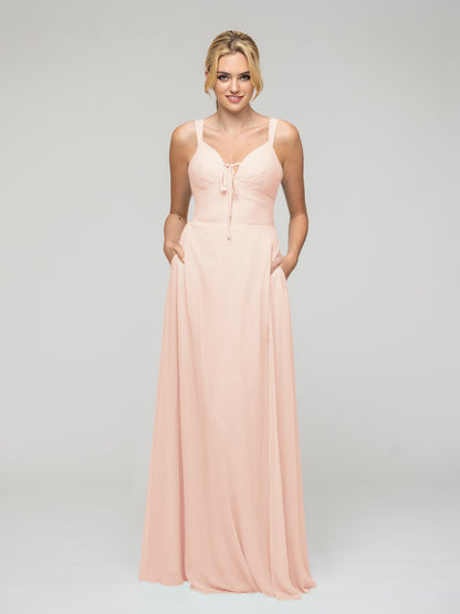 Sweetheart Straps Chiffon Bridesmaid Dresses With Pockets