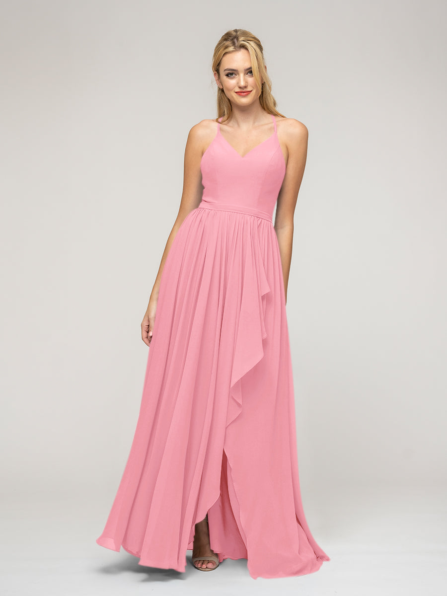 Coral High Low Bridesmaid Dress