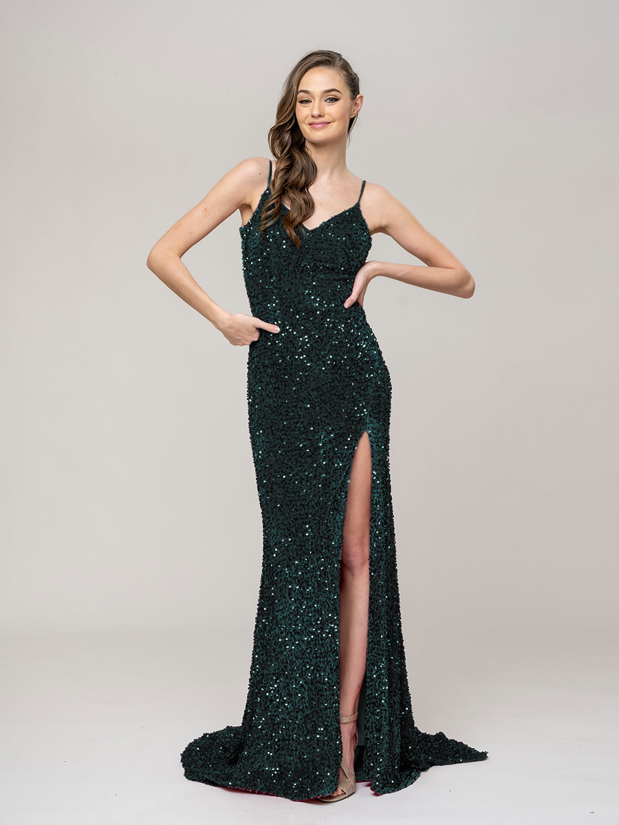 Forest Green Prom Dress Open Back