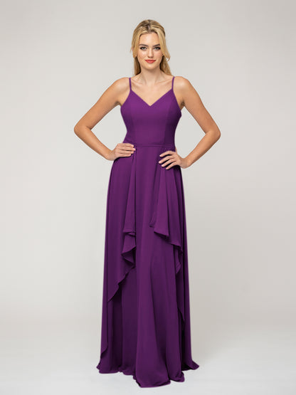 A Line Princess Spaghetti Strap Chiffon Bridesmaid Dresses