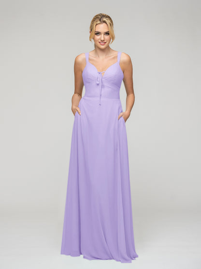 Sweetheart Straps Chiffon Bridesmaid Dresses With Pockets