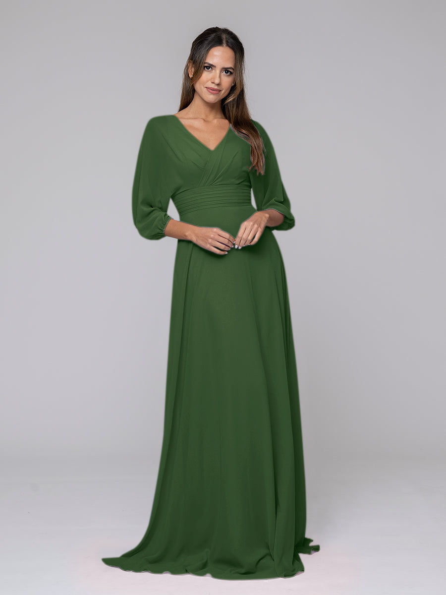 Long Green Chiffon Dress