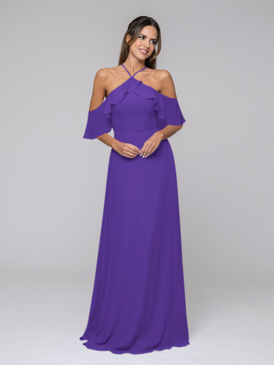 Chiffon Halter Bridesmaid Dress