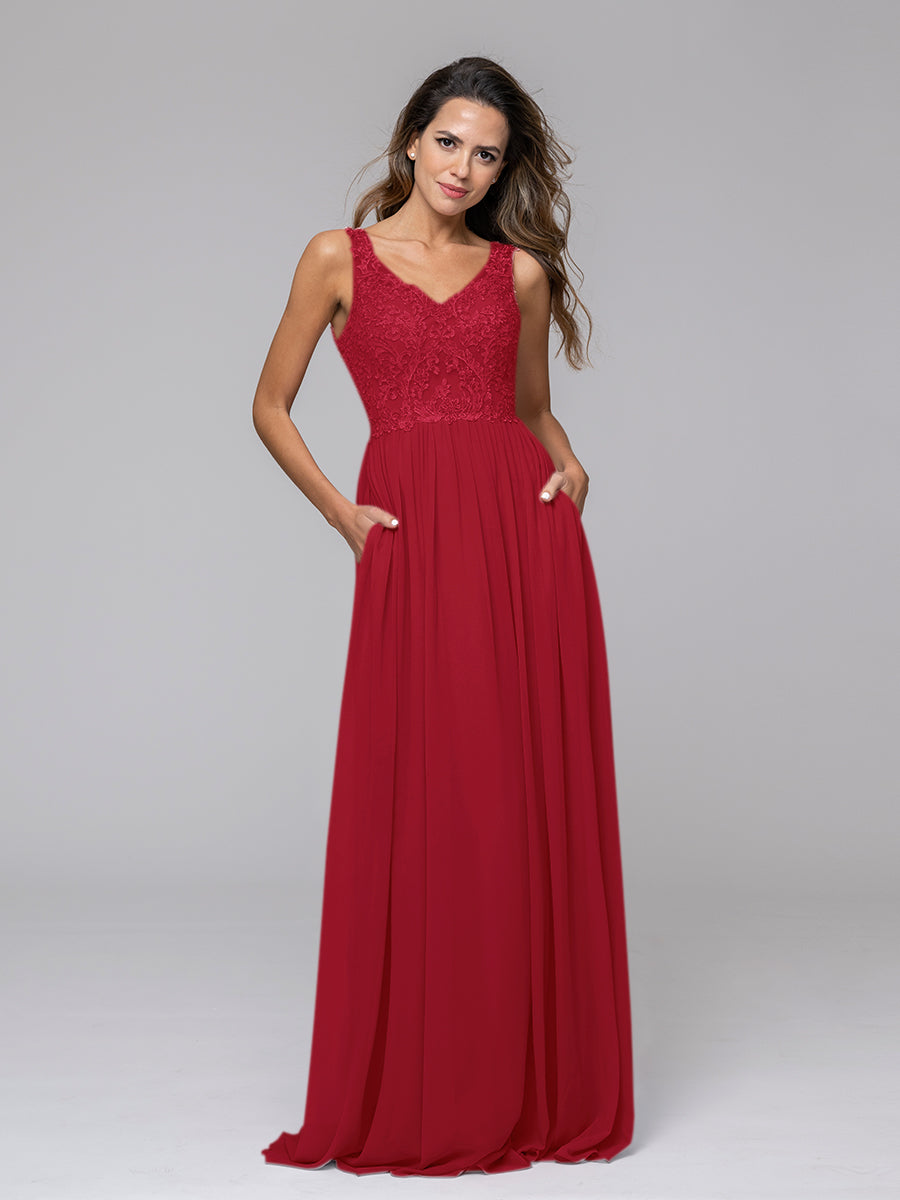 Red Long Flowy Bridesmaid Dresses