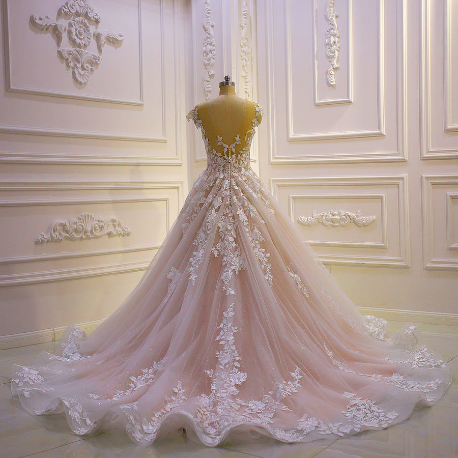 Illusion Back Wedding Dress -  UK