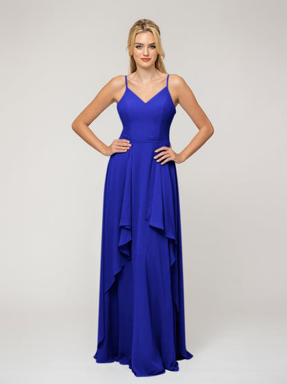 A Line Princess Spaghetti Strap Chiffon Bridesmaid Dresses