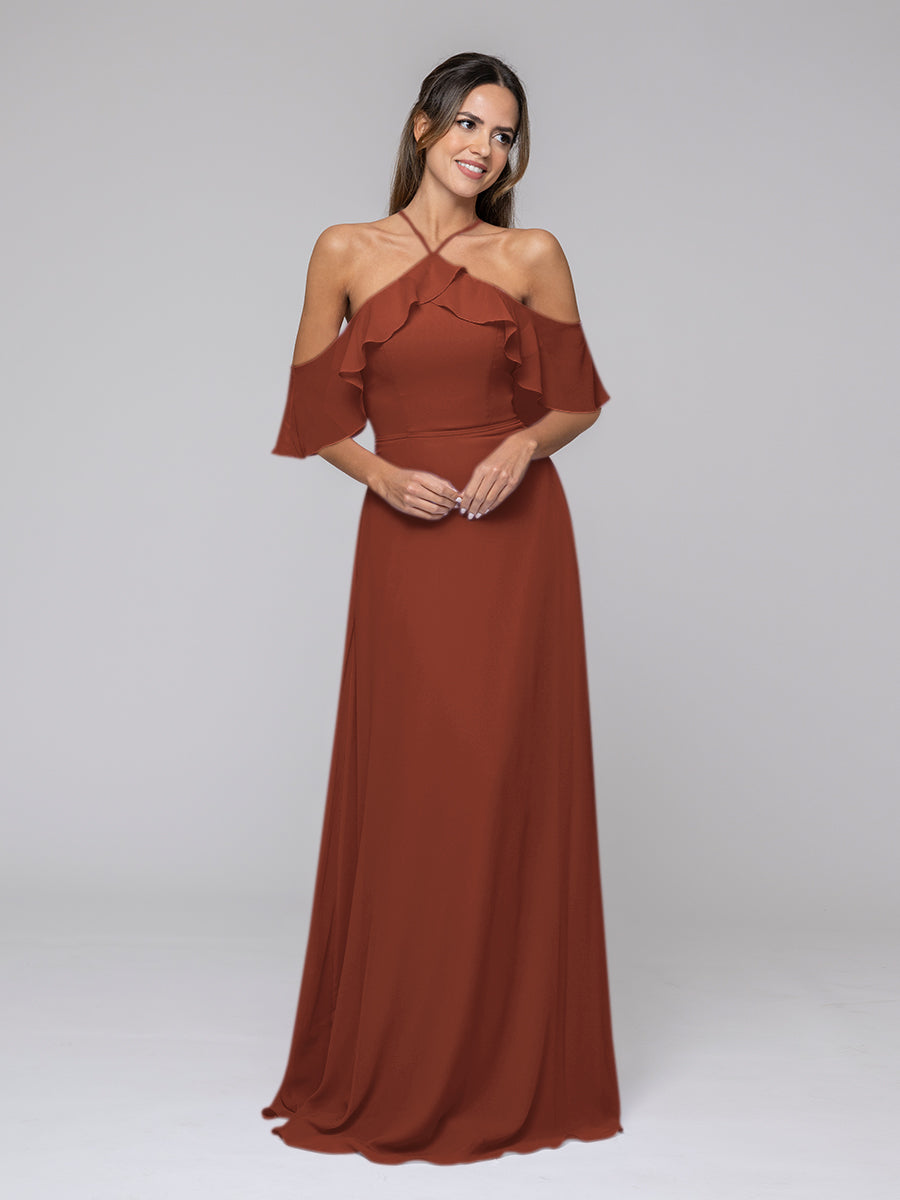 Chiffon Halter Bridesmaid Dress