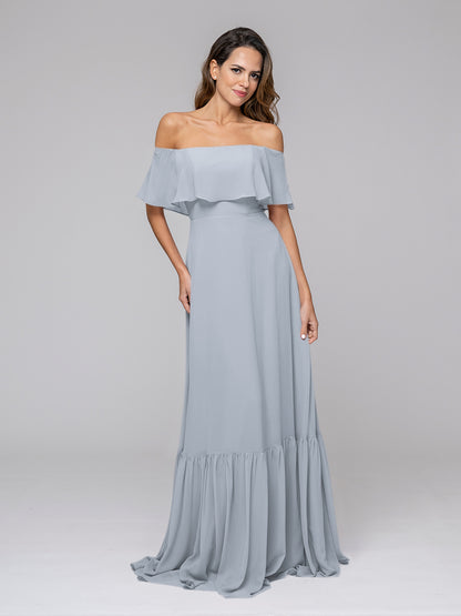 Bohemia A Line Chiffon Off The Shoulder Bridesmaid Dresses