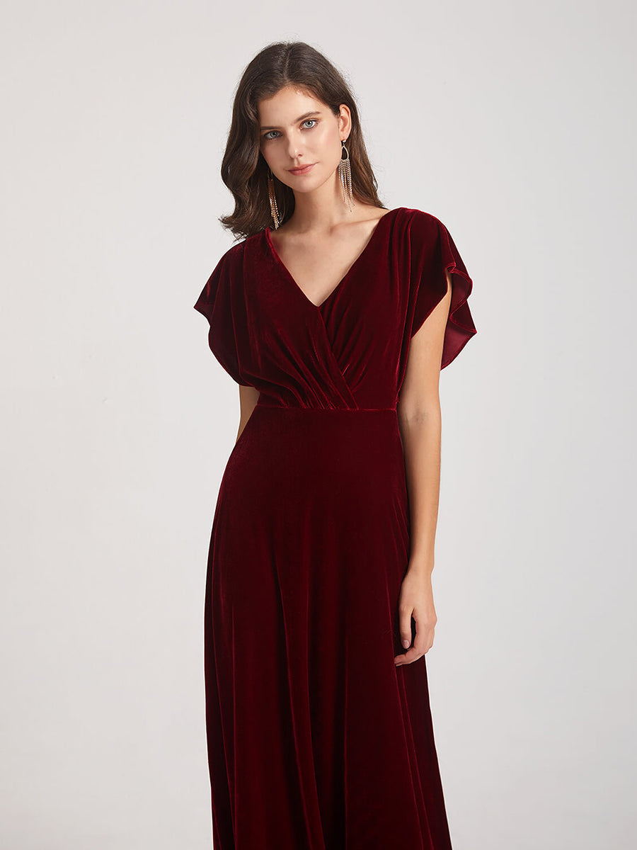 Velvet bridesmaid outlet dresses winter wedding