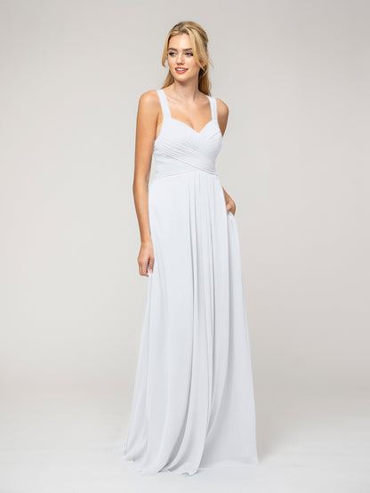 A Line Sweetheart Neckline Chiffon Straps Bridesmaid Dresses 