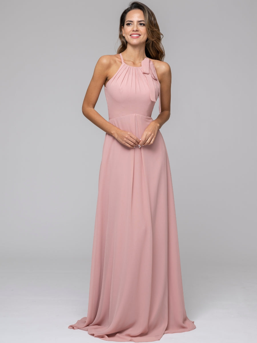 Chiffon Halter Bridesmaid Dress