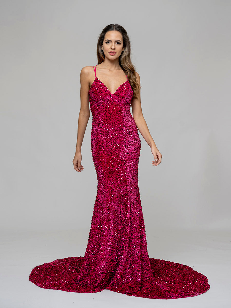 sparkly fitted red prom dress