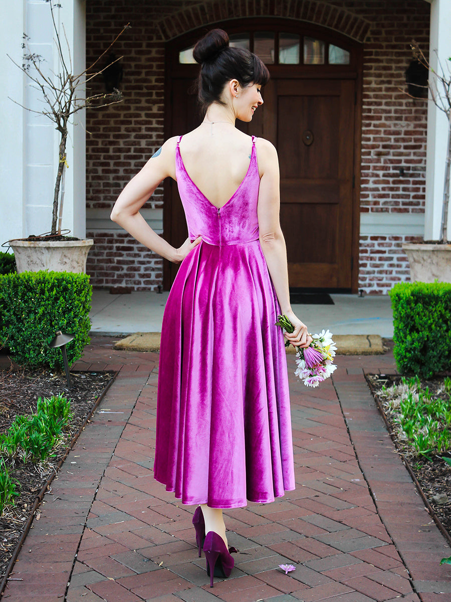 Purple Tea Length Wedding Dresses