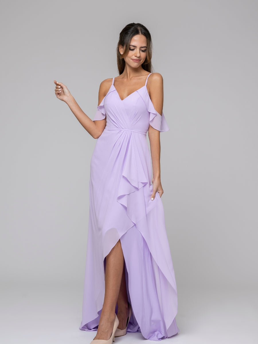 Maxi bridesmaid dress clearance with high low hem