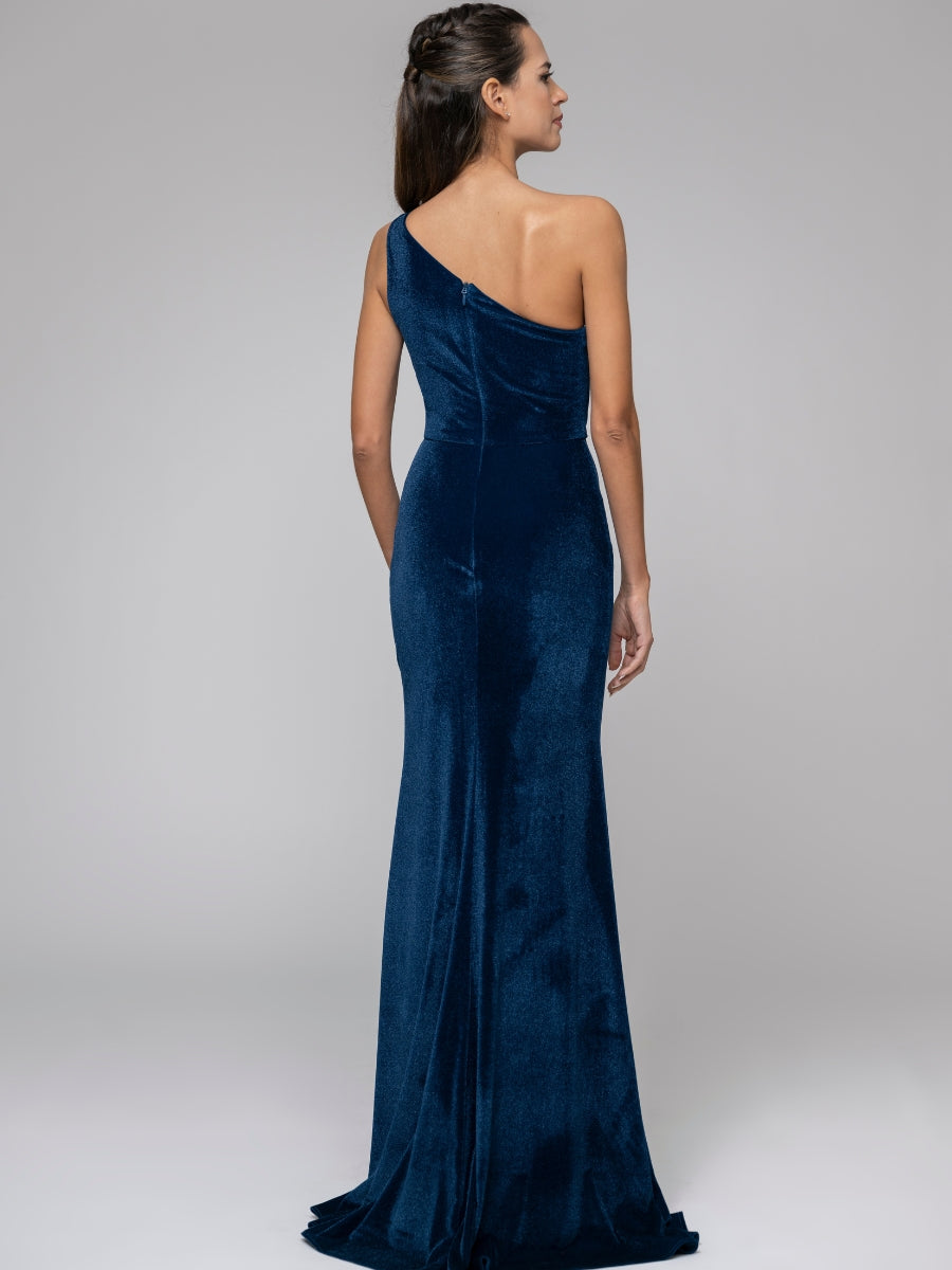 Mhira Maxi Dress - One Shoulder Side Split Dress in Blue | Showpo USA